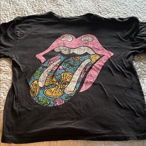 The Rolling Stones Black Tee with Logo Size L/XL